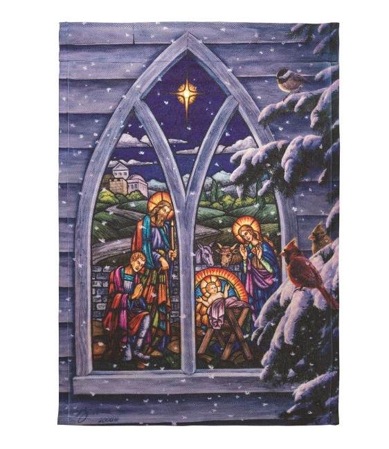 Item 491266 LIGHT FROM WITHIN NATIVITY FLAG