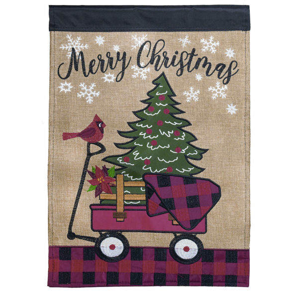 Item 491313 Red Wagon With Tree Garden Flag