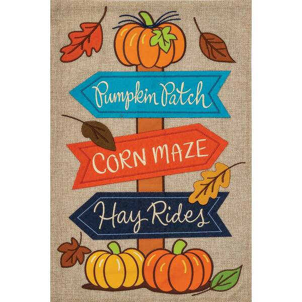 Item 492119 FALL SIGNS BURLAP GARDEN FLAG