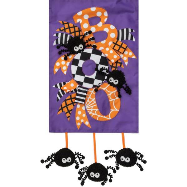 Item 492121 BOO HALLOWEEN APPLIQUE GARDEN FLAG