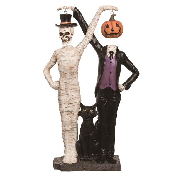 Item 501055 Skull And Pumpkin Hanging Head Figure