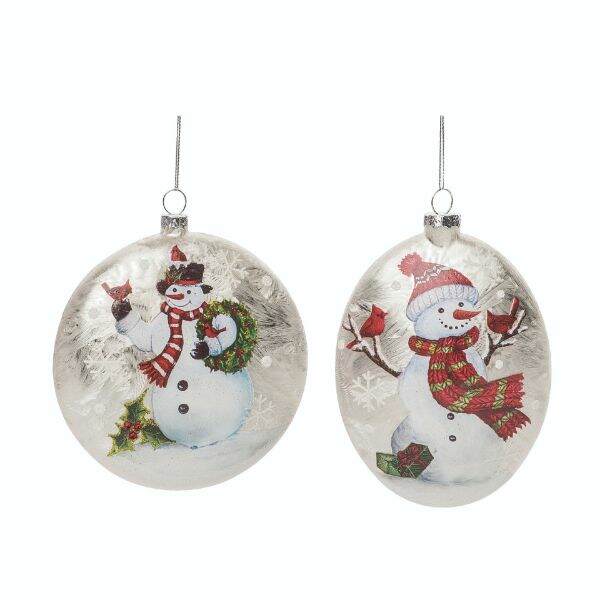 Item 501092 Glass Christmas Snowman Ornament