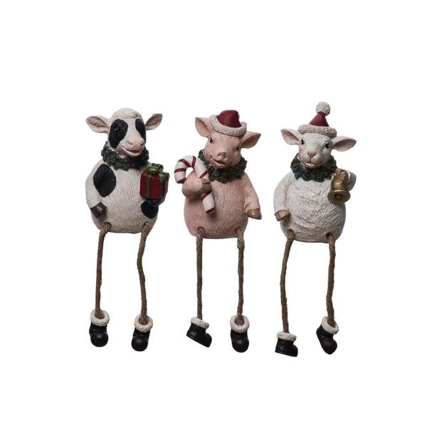 Item 501193 Holiday Farm Animal Shelf Sitter