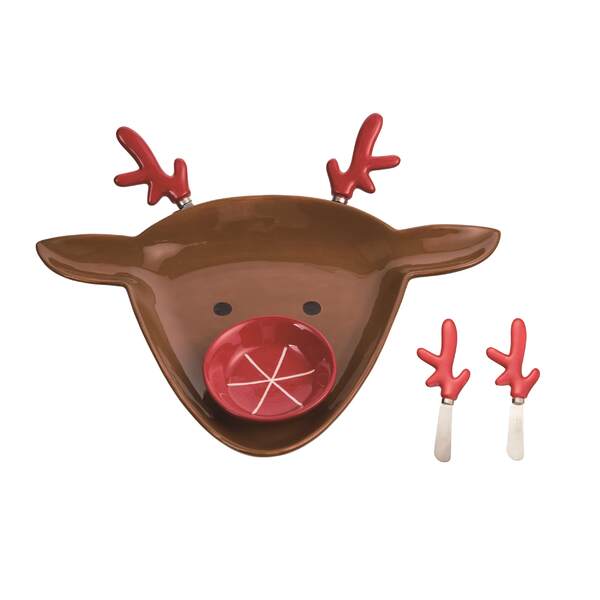 Item 501228 Reindeer Chip And Dip Set