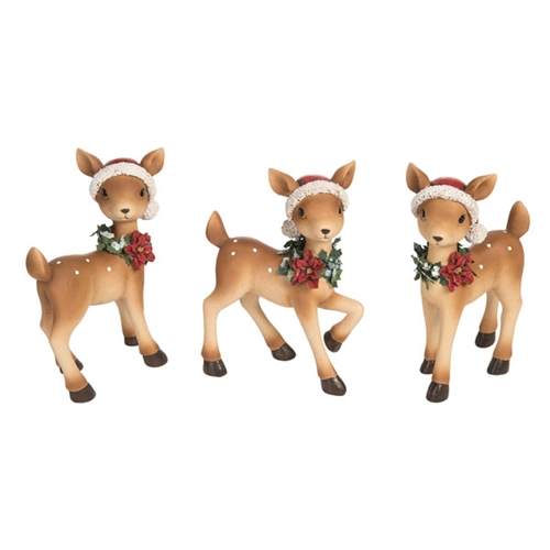 Item 501307 Deer With Santa Hat Figure