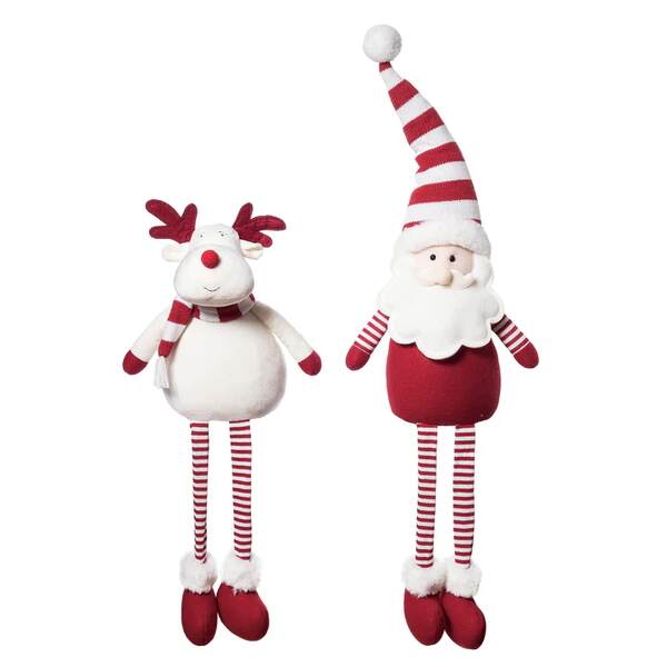 Item 501492 Plush Red White Santa/Reindeer Sitter