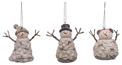 Item 501584 Piled Up Snowman With Knit Cap/Top Hat/Earmuffs Ornament