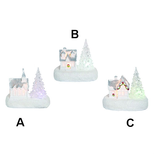 Item 501634 Light Up Church/House With Tree