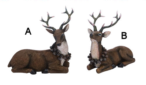 Item 501648 Sitting Reindeer With Pine Cone