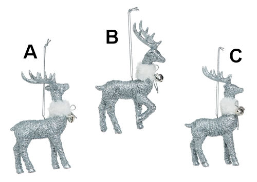Item 501677 Shimmer Fur Collar Reindeer Ornament