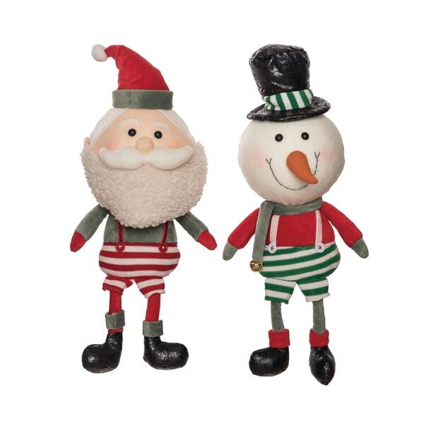 Item 501694 Plush Whimsy Santa/Snowman Shelf Sitter