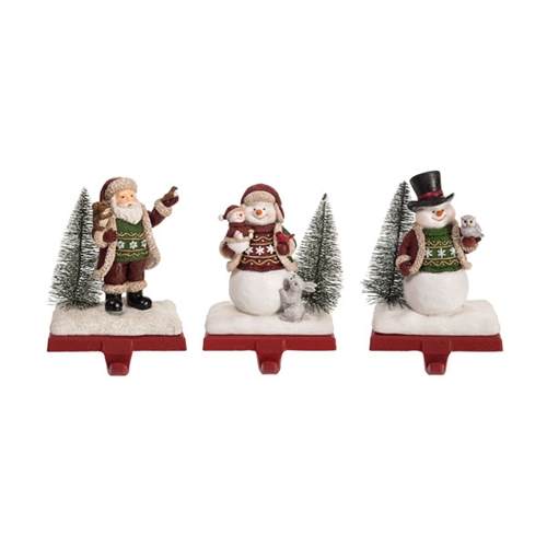 Item 501754 Santa/Snowman With Animal Stocking Holder