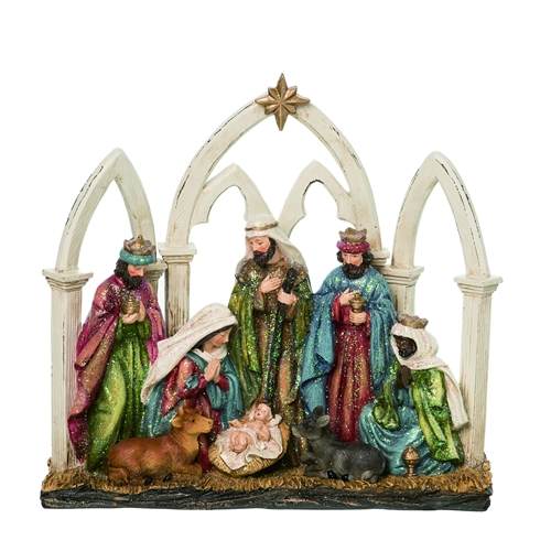 Item 501916 Glitter Classic Nativity Decor