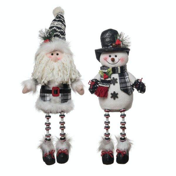 Item 501972 Plush Dark Plaid Santa/Snowman Sitter