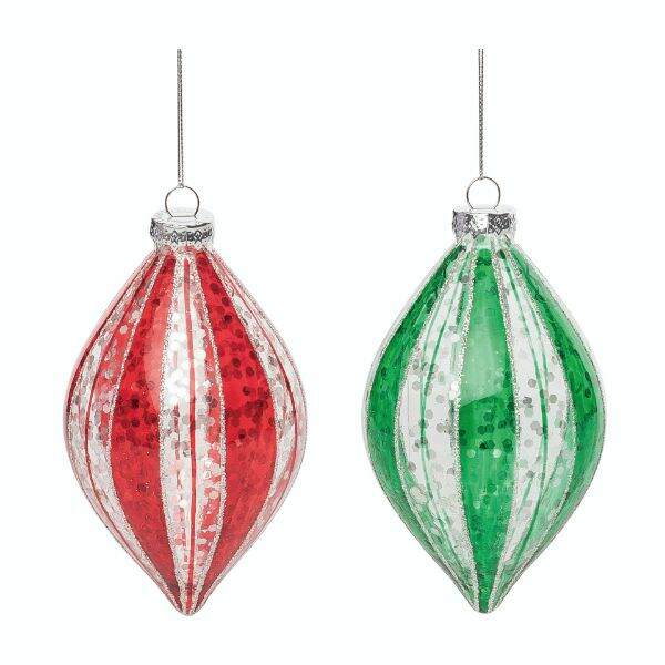 Item 502027 Glass Red/Green Swirl Ornament