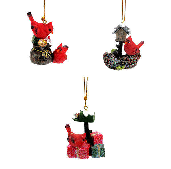 Item 505031 Cardinal With Bag/Birdhouse/Gifts Ornament