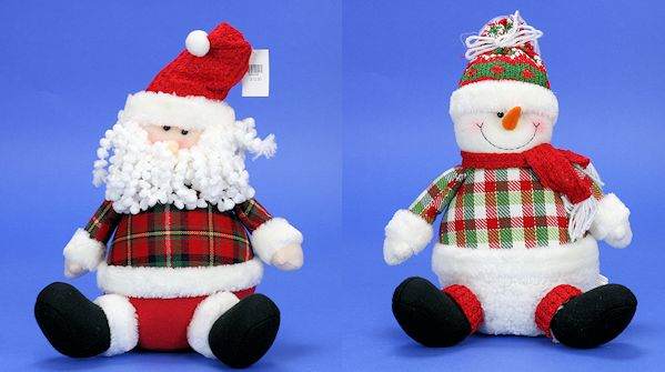 Item 505048 Plaid Santa/Snowman Shelf Sitter