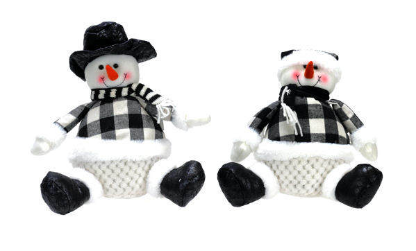Item 505124 Black & White Plaid Checkerboard Snowman