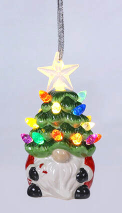 Item 505269 Ceramic Tree Gnome Glow Ornament