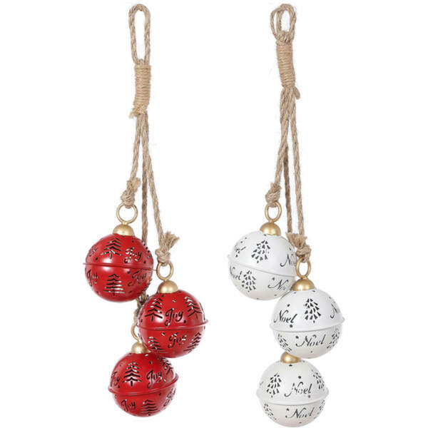 Item 505312 Red/White Joy/Noel 3 Bell Hanging