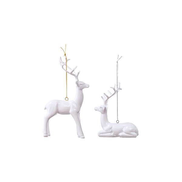 Item 505334 Shiny White Deer Ornament