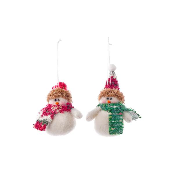 Item 505340 Small Plush Fuzzy Snowman Ornament