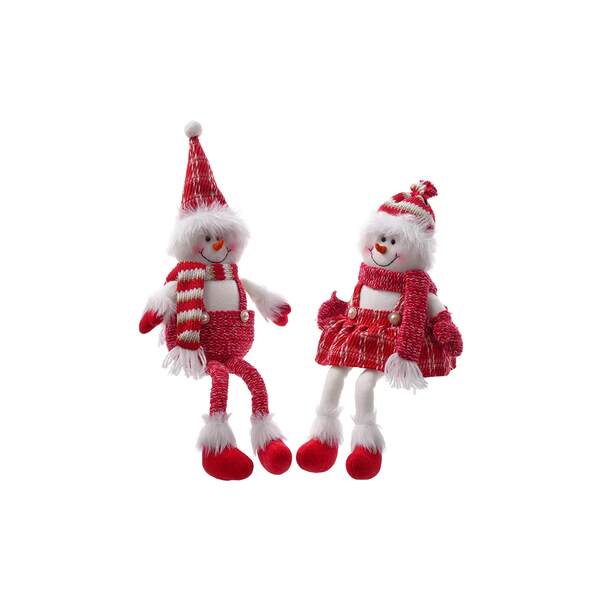 Item 505341 Fabric Red White Shelf Sitter Snowman