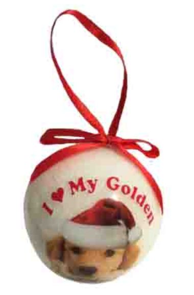 Item 507015 I Heart My Golden Retriever Ball Ornament