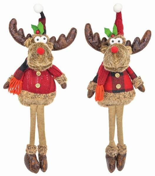 Item 509003 Ruby Plaid Moose With Dangle Legs