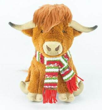 Item 509004 Highland Cow With Scarf Sitter