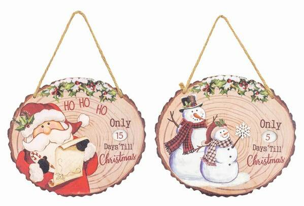 Item 509023 Holly Jolly Santa/Snowman Christmas Countdown Hanger