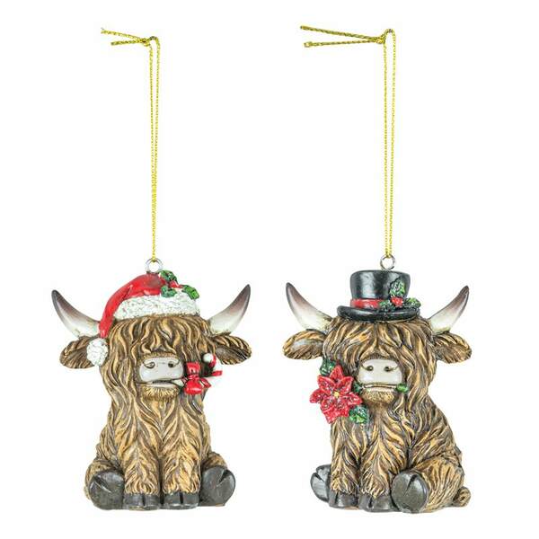 Item 509025 Christmas Highland Cow Ornament