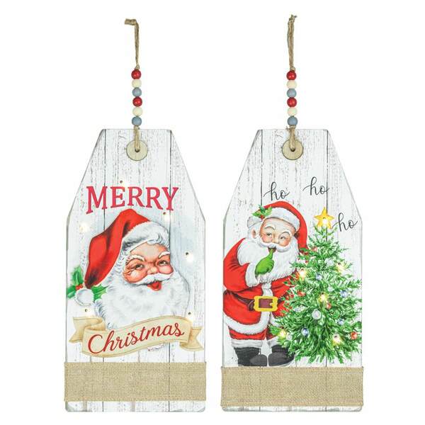 Item 509074 Wooden Santa Tag Hanger With Lights