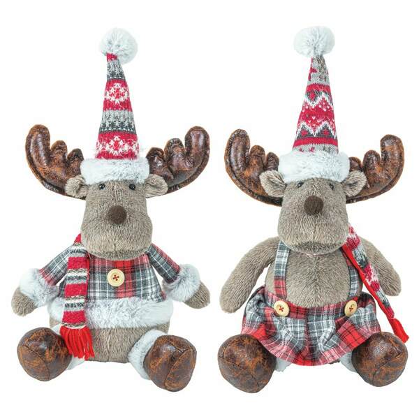 Item 509110 Jolly Plaid Moose Sitter