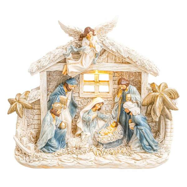 Item 509156 Guardian Angel Nativity Tabletop With Lights
