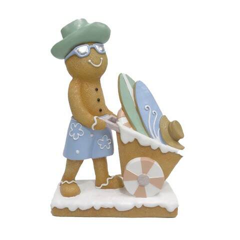 Item 516082 Gingerbread Snowman And Beach Cart Figure