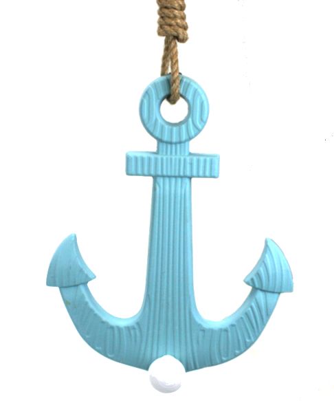 Item 516350 Blue & White Anchor Wall Hook Plaque
