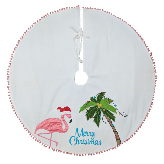 Item 516504 Flamingo Merry Christmas Tree Skirt