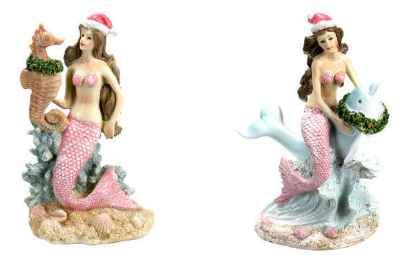 Item 516518 Santa Hat Mermaid With Seahorse/Dolphin