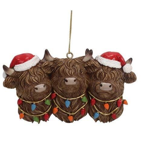 Item 516730 Triple Highland Cow Ornament