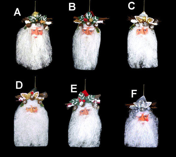 Item 518005 Flowing Glitter Beard Santa Head Ornament