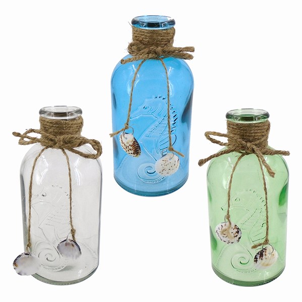 Item 519301 Seahorse Bottle  With Cork nad Shells