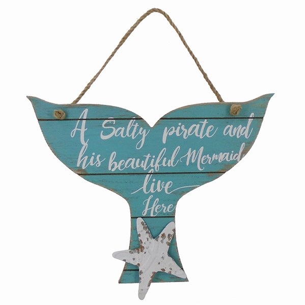 Item 519375 A Salty Pirate and His Beautiful Mermaid Live Here Wall Plaque