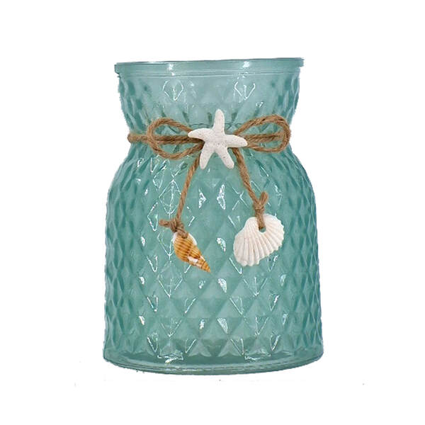 Item 519650 Green Vase With Shell Tassel