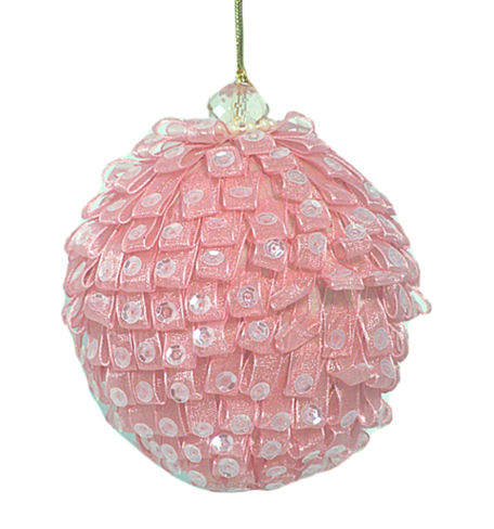 Item 520007 Pink Lace Ball Ornament