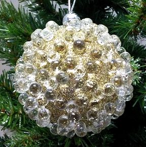 Item 520049 Champagne/Clear Beaded Ball Ornament