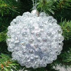 Item 520050 Silver Beaded Ball Ornament