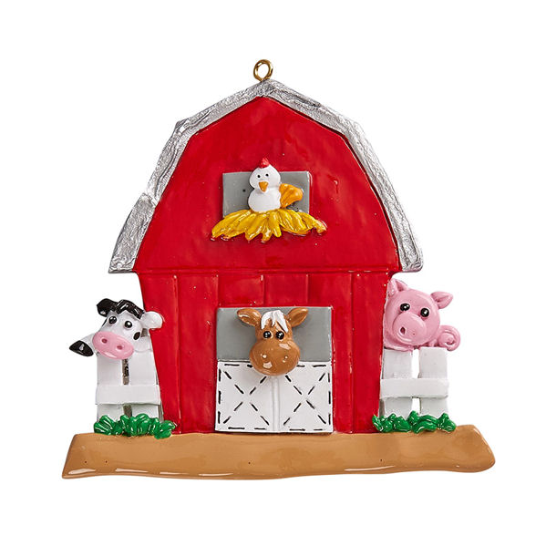 Item 525057 Barn With Farm Animals Ornament