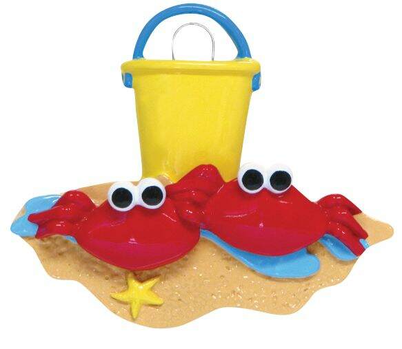 Item 525100 Red Crab Couple With Pail Ornament