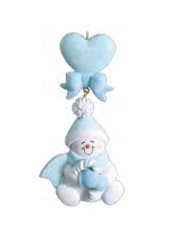 Item 525106 Blue Candy Cane Baby Snowman Ornament